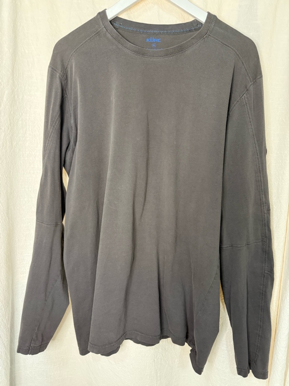 KÜHL Men’s 100% Organic Cotton Long Sleeve Crewneck Tee - Charcoal sz XL